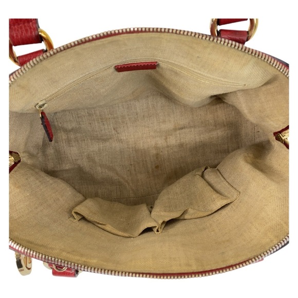 GUCCI Red Leather Interlocking Gold Hardware Handbag 449662 Shoulder Bag - Picture 3 of 10